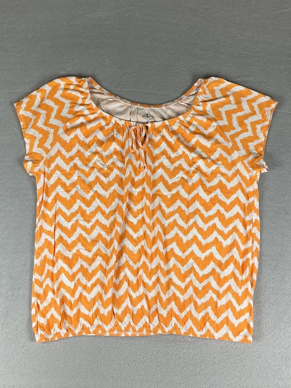 St John's Bay Women's Orange Top Blouse Size XL Short Sleeve Scoop Neck